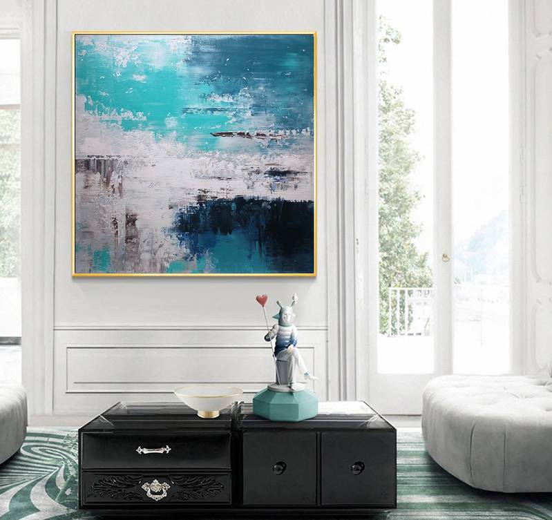 Green Sky Modern Abstract Canvas Artwork XD5Y3 wall art